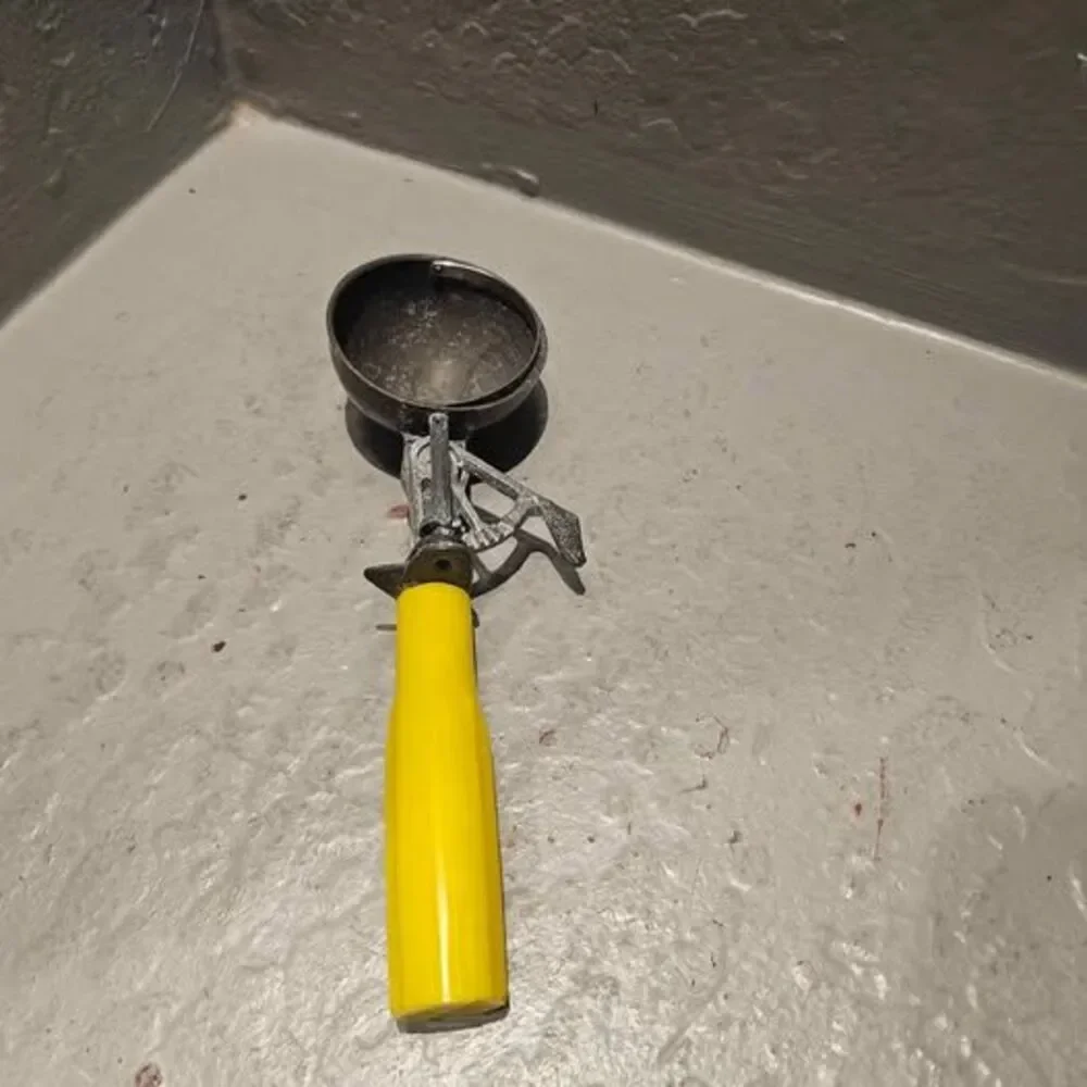 Vintage Mechanical Ice Cream Scoop with Yellow Handle